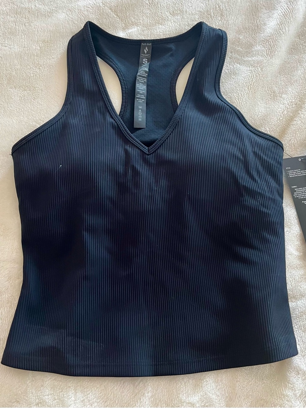 Skechers Black Ribbed V-Neck Tank
